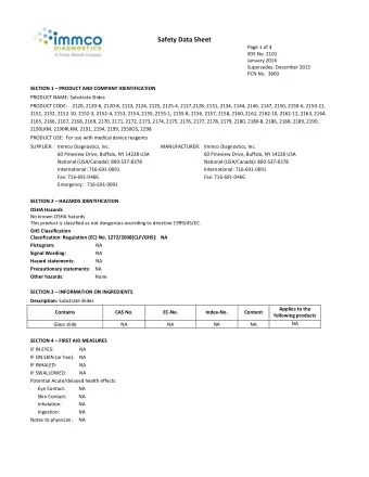Safety Data Sheet Page 1 of 4 SDS No. 2101 January 2016 Supersedes: December 2015 PCN No. 3660