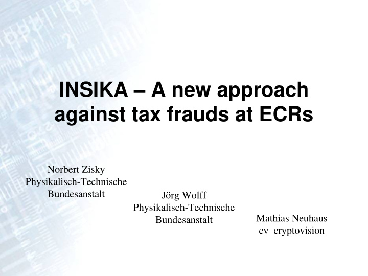 insika a new approach against tax frauds at ecrs