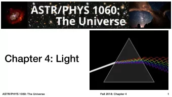 Chapter 4: Light  ASTR/PHYS 1060: The Universe  Fall 2018: Chapter 4  1  Tacoma Narrows  Light