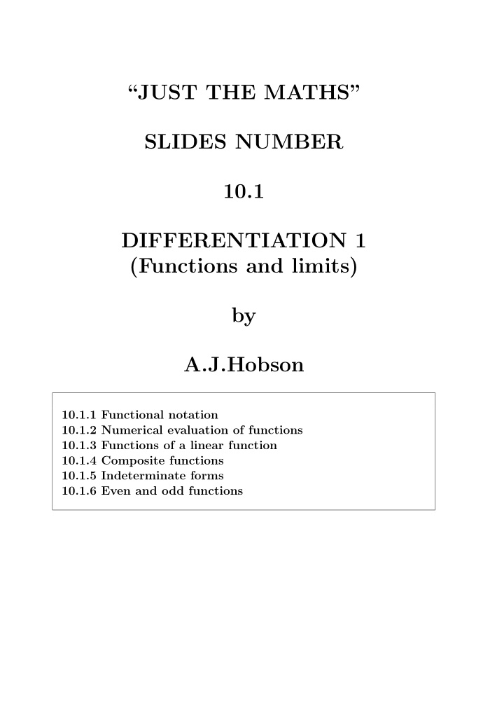 just the maths slides number 10 1 differentiation 1