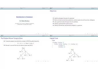 Objectives  Introduction to Grammars  Identify and explain the parts of a grammar.  Defjne