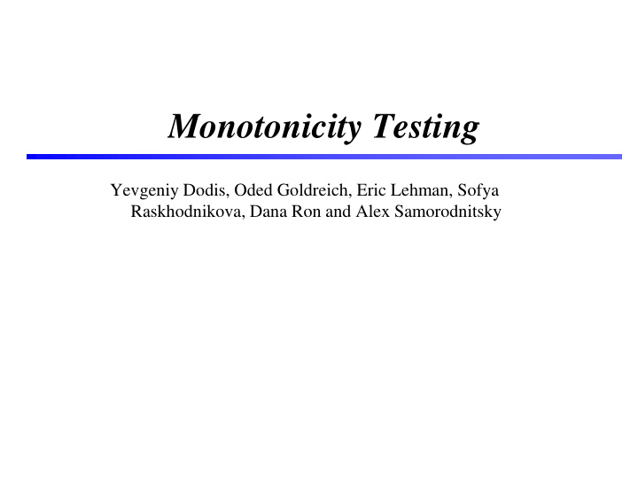 monotonicity testing