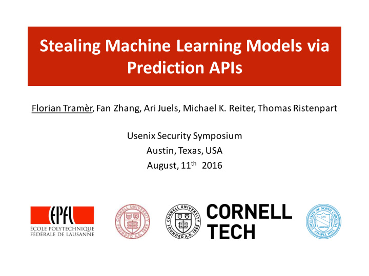 stealing machine learning models via prediction apis