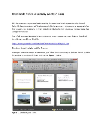 Handmade Slides Session by Geetesh Bajaj  This document accompanies the Outstanding Presentations