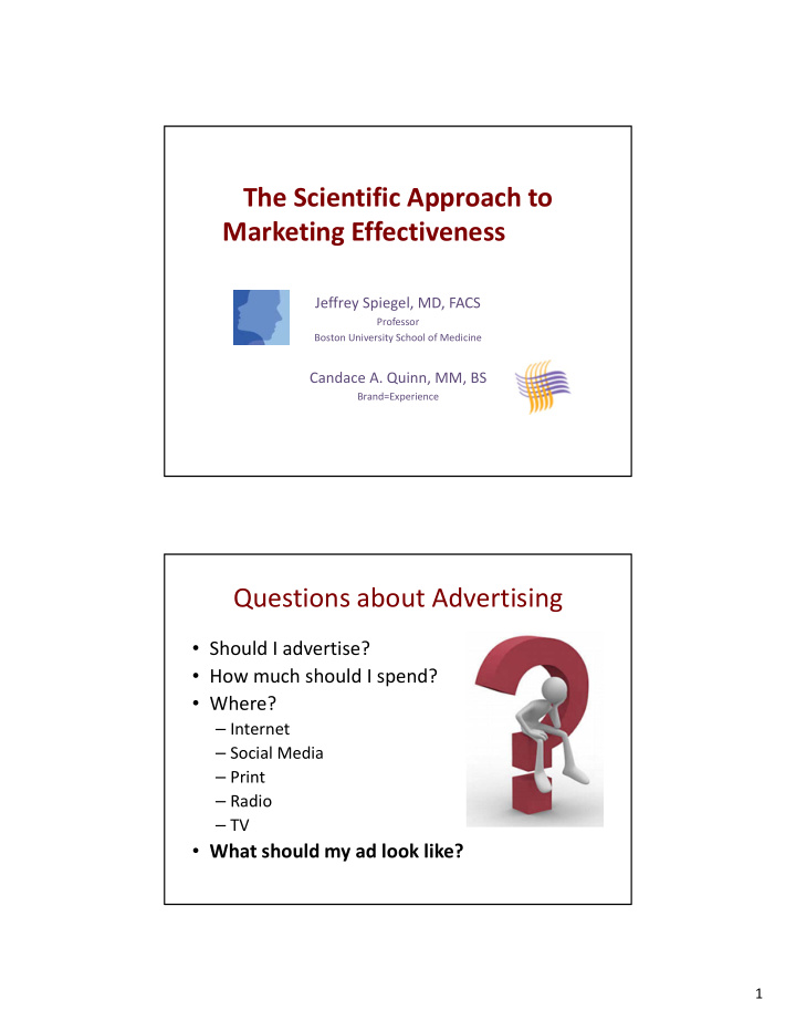 the scientific approach to marketing effectiveness