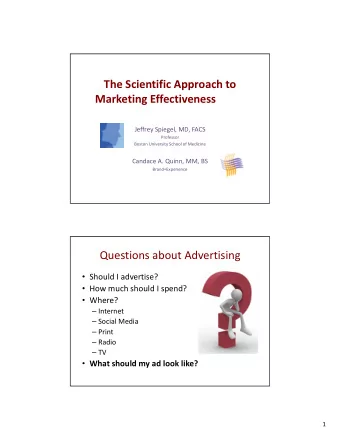The Scientific Approach to Marketing Effectiveness Jeffrey Spiegel, MD, FACS  Professor Boston