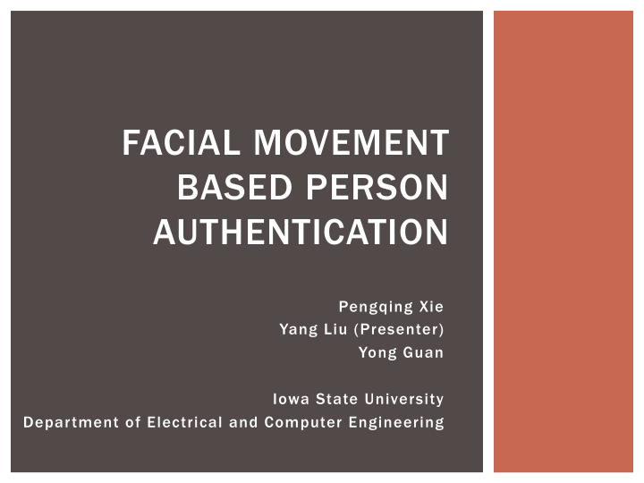 facial movement based person authentication