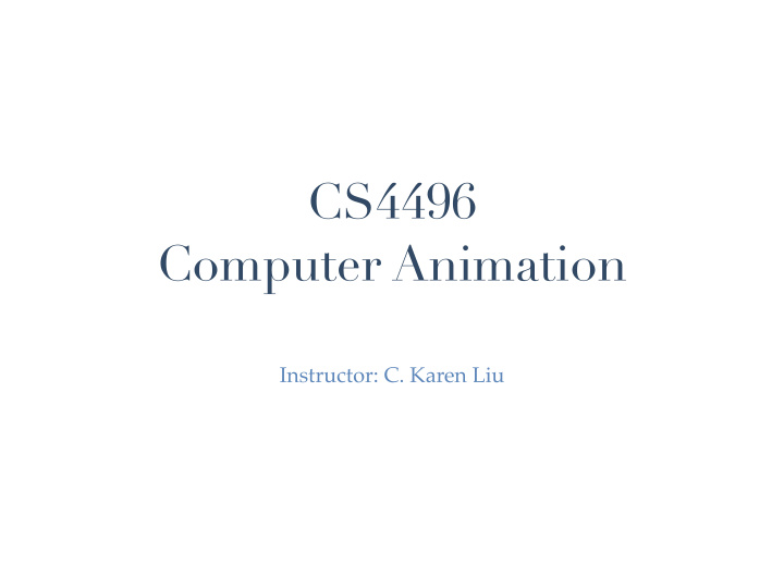cs4496 computer animation