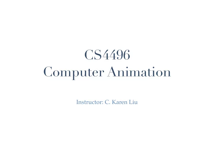 cs4496 computer animation