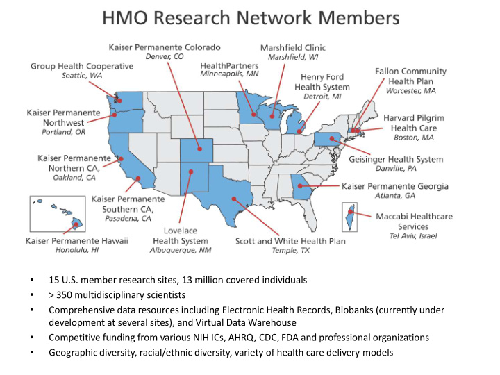 15 u s member research sites 13 million covered