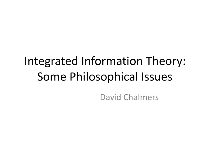 integrated information theory some philosophical issues