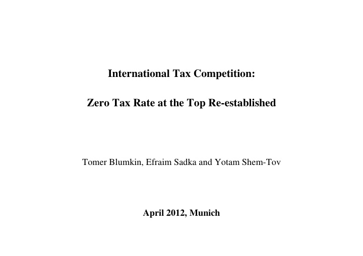 zero tax rate at the top re established