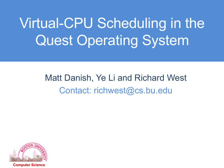 virtual cpu scheduling in the quest operating system