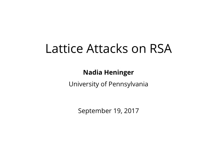 lattice attacks on rsa