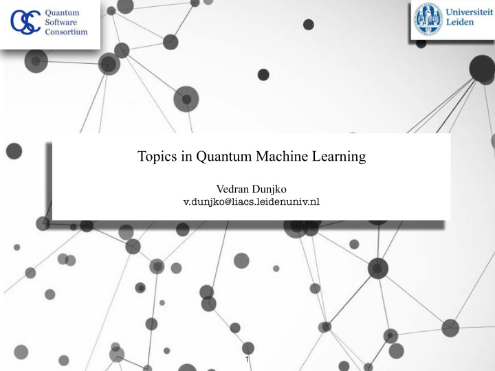 topics in quantum machine learning