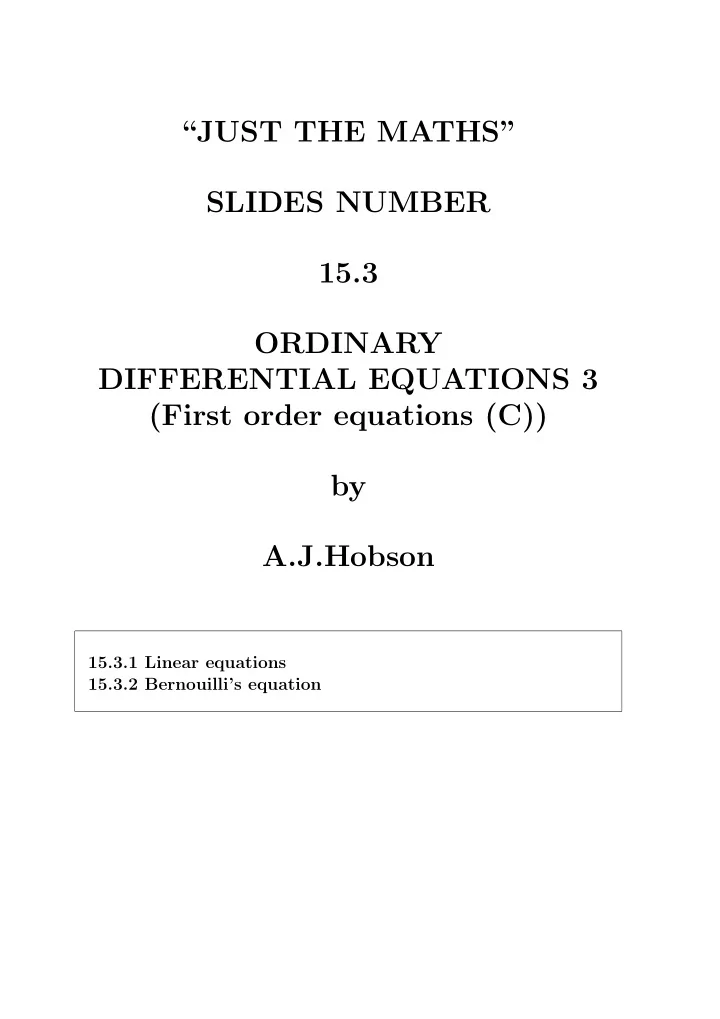 just the maths slides number 15 3 ordinary differential