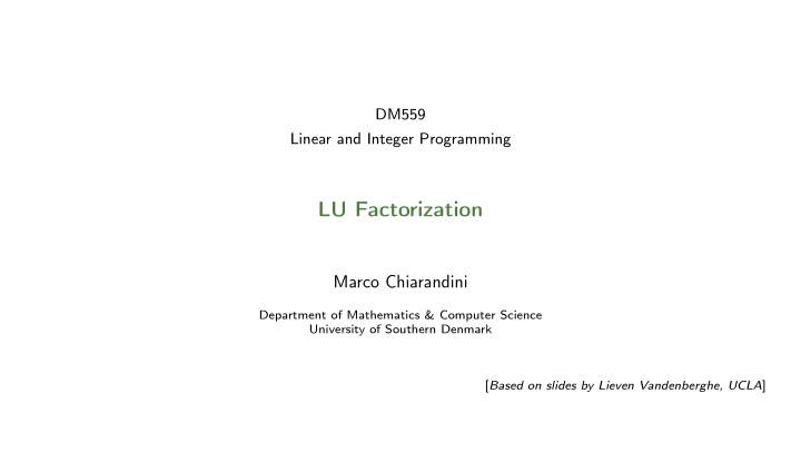 lu factorization