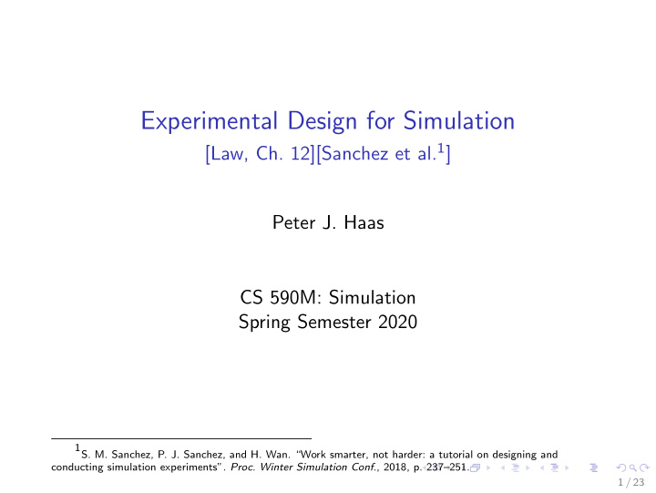 experimental design for simulation