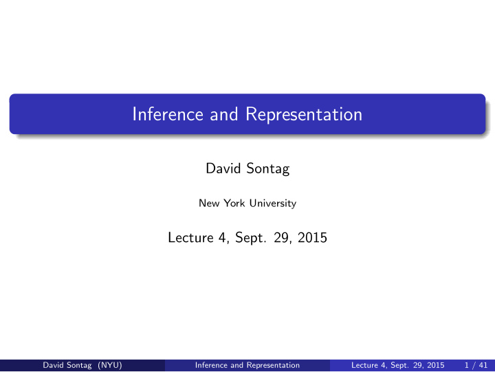 inference and representation