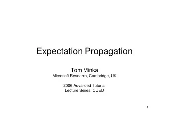 Expectation Propagation  Tom Minka  Microsoft Research, Cambridge, UK  2006 Advanced Tutorial