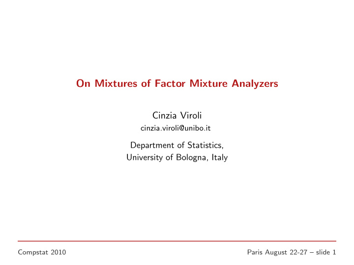 on mixtures of factor mixture analyzers