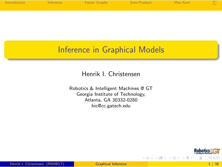 inference in graphical models