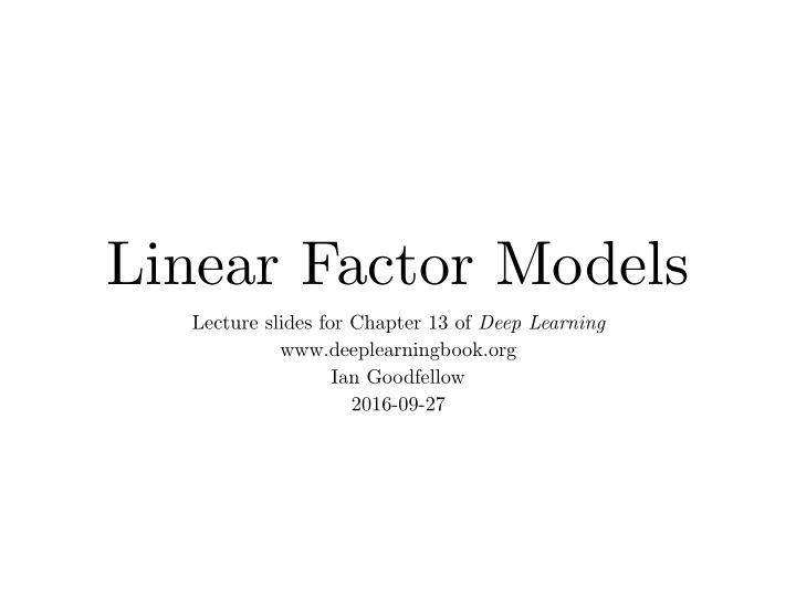 linear factor models