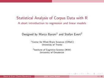 Statistical Analysis of Corpus Data with R  A short introduction to regression and linear models