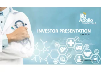 INVESTOR PRESENTATION  INVESTOR PRESENTATION  June 2019  Strictly private and Confidential