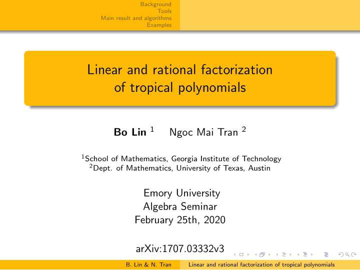 linear and rational factorization of tropical polynomials