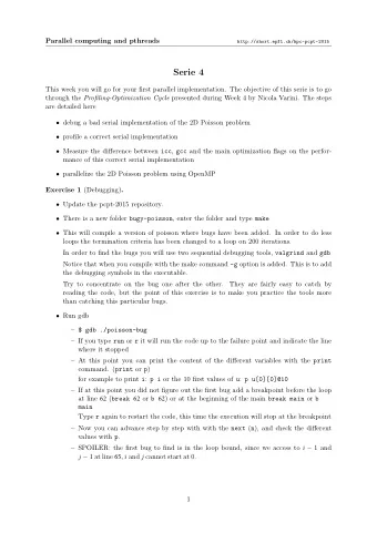 Serie 4  This week you will go for your first parallel implementation. The objective of this serie