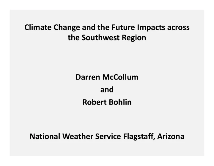climate change and the future impacts across the