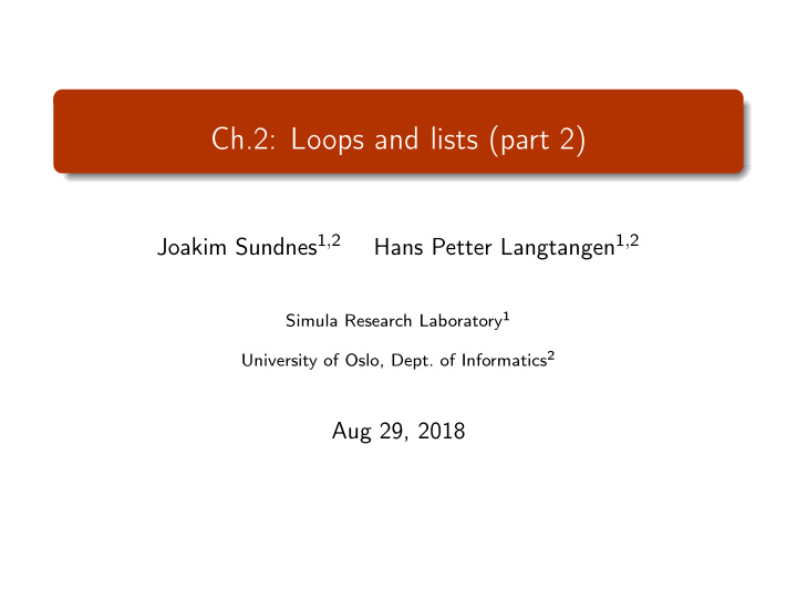 ch 2 loops and lists part 2