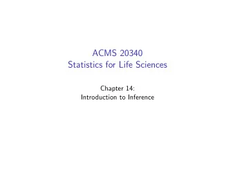 ACMS 20340  Statistics for Life Sciences  Chapter 14:  Introduction to Inference  Sampling