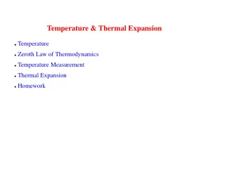 Temperature &amp; Thermal Expansion  Temperature  Zeroth Law of Thermodynamics  Temperature