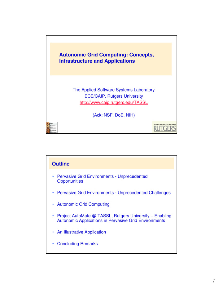 autonomic grid computing concepts infrastructure and