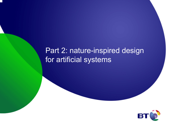 part 2 nature inspired design for artificial systems