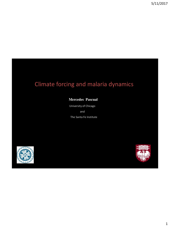 climate forcing and malaria dynamics