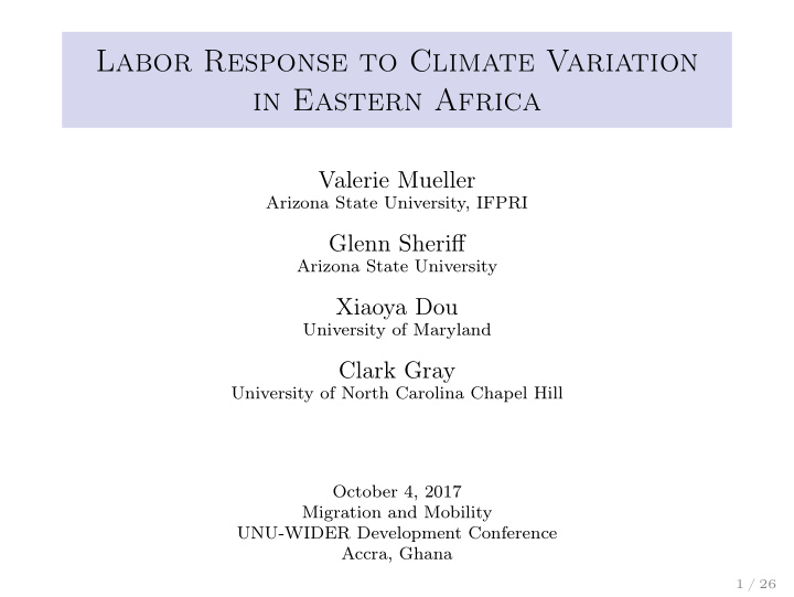 labor response to climate variation in eastern africa