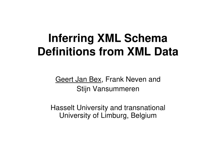 inferring xml schema definitions from xml data