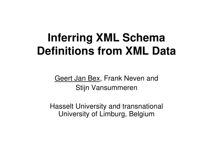 inferring xml schema definitions from xml data