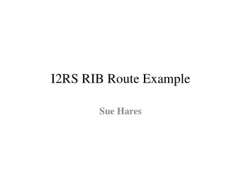 I2RS RIB Route Example  Sue Hares  i2RS Client  config Client  Hackathon  NETCONF  CLI/GUI  with