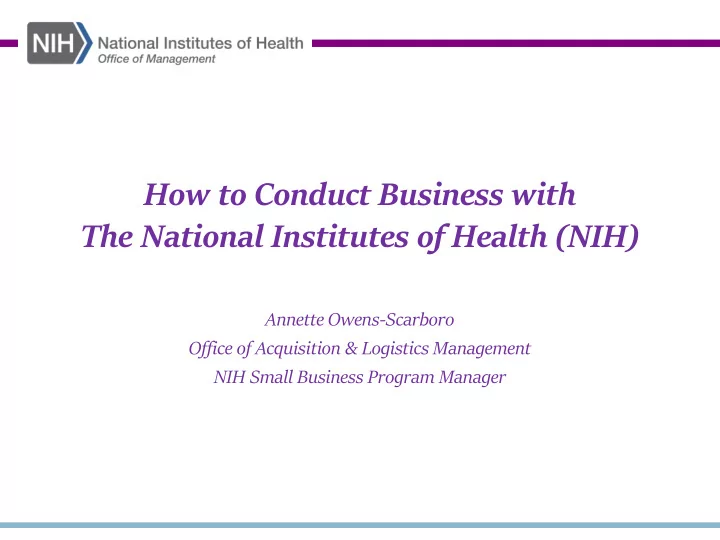 how to conduct business with the national institutes of