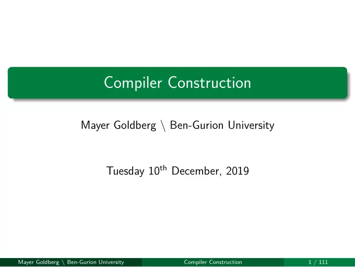 compiler construction