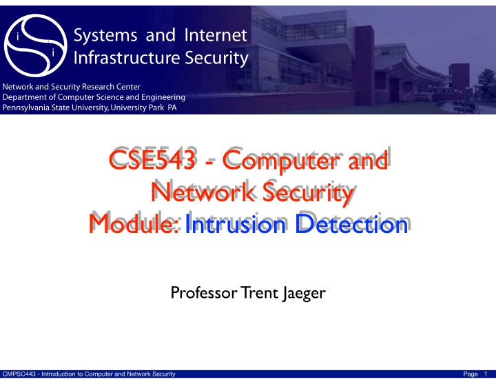 cse543 computer and network security module intrusion