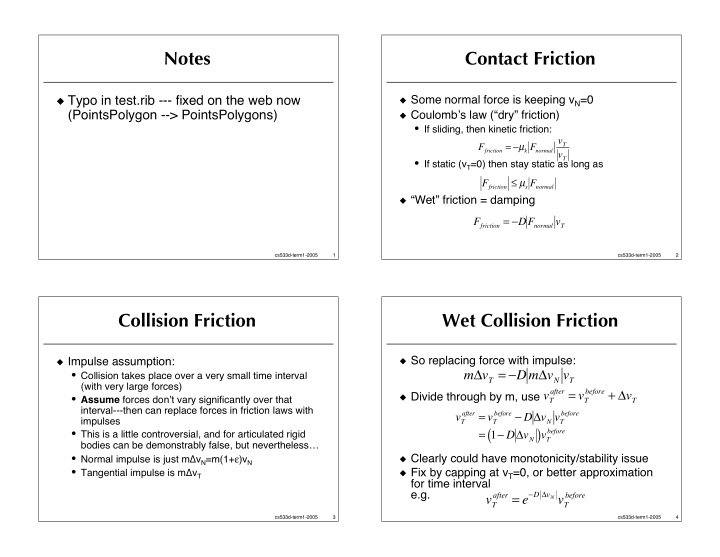 notes contact friction