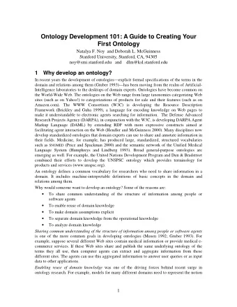 Ontology Development 101: A Guide to Creating Your  First Ontology  Natalya F. Noy  and Deborah L.