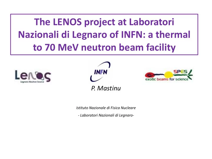 to 70 mev neutron beam facility