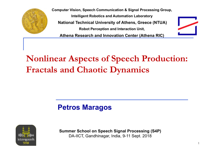 nonlinear aspects of speech production fractals and