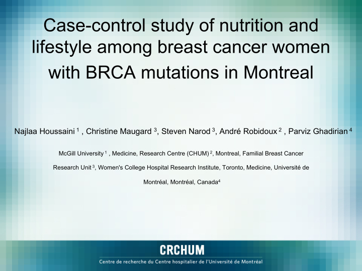 with brca mutations in montreal